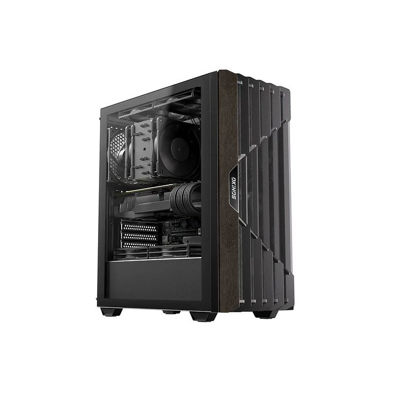 OKINOS Cypress 5 Oak Wood ATX, Type-C ,4 x 120mm 3Pin Non-PWM CaseFans Preinstalled ,Tempered Glass Side Panel,BlackMid-Tower Co