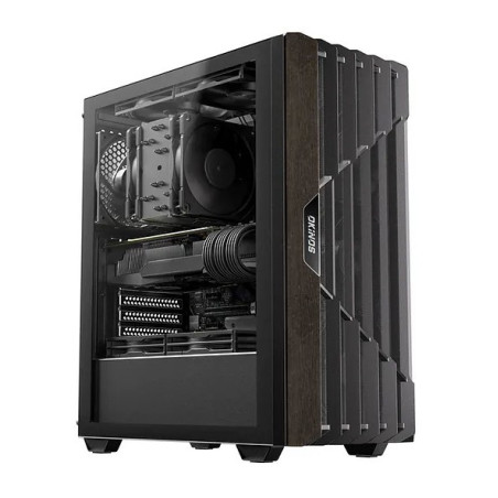 OKINOS Cypress 5 Oak Wood ATX, Type-C ,4 x 120mm 3Pin Non-PWM CaseFans Preinstalled ,Tempered Glass Side Panel,BlackMid-Tower Co