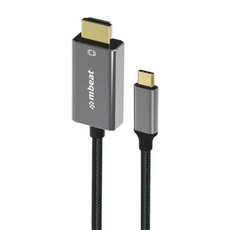 mbeatÂ® Tough Link 1.8m 4K USB-C to HDMI Cable - Extend USB-C Laptop, Tablet or Smartphone Video to HDMI Monitor, Projector, HDT