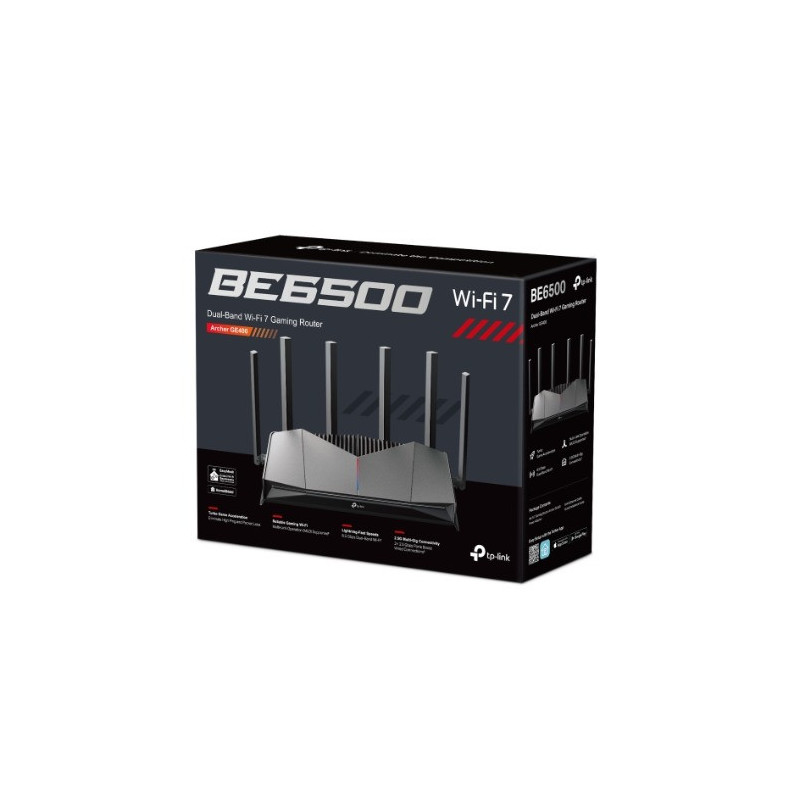 TP-Link Archer GE400 BE6500 Dual-Band Wi-Fi 7 Gaming Router (WIFI7) 688 Mbps at 2.4 GHz + 5765 Mbps at 5 GHz, 6Ã external Anten