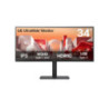 LG 34' UltraWide QHD Curved IPS Monitor with HDR10, sRGB 99%, USB-C PD 90W, RJ45, built-in speakers, and tilt/height/swivel adju