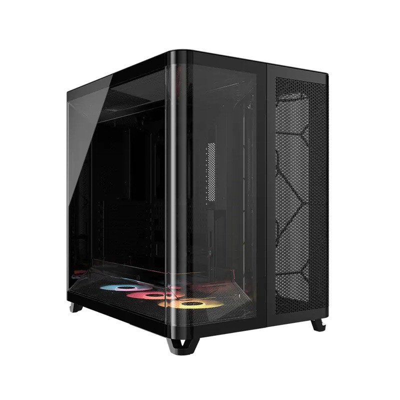 Corsair AIR 5400 RS-R ARGB Mid-Tower ATX Case - Black, Triple-Chamber, 360mm Rad Support, Glass Panels, USB-C, ATX/E-ATX, 2x SSD