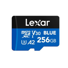 Lexar BLUE microSDXCâ¢ UHS-I Card  256GB - C10,  A2, UHS-I(U3), V30, up to 160MB/s read Vibration-proof: 10-2000Hz. Magnetic-pr