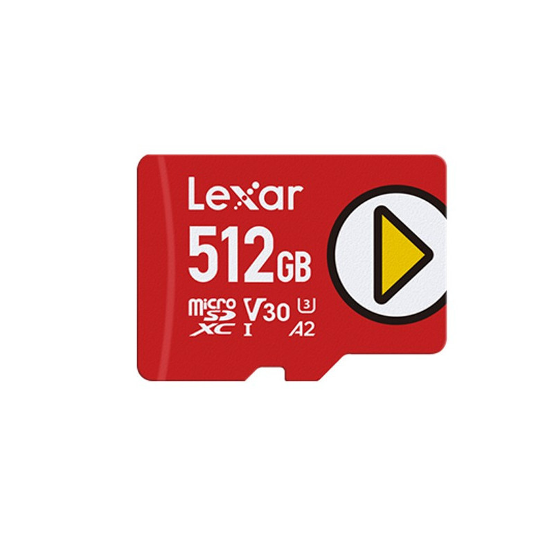 Lexar PLAY microSDXCâ¢ UHS-I card 512GB Class 10, U3, V30, A2, up to 205MB/s read, up to 140MB/s write 512GB â Class 10, U3, 
