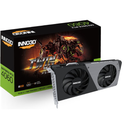 INNO3D nVidia GeForce RTX 4060 TWIN X2 V2 8G GDDR6, 2460MHz Boost Clock, RAM 17Gbps, 3xDP+HDMI, 250x118x42mm (4060)
