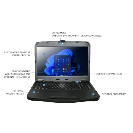 DURABOOK S15, 15' FHD, IntelÂ® Coreâ¢ i5-1235U, Windows 11, 8GB RAM, 256GB PCIe SSD,Wi-Fi 6E, Bluetooth v5.3, 2MP Front Camera,