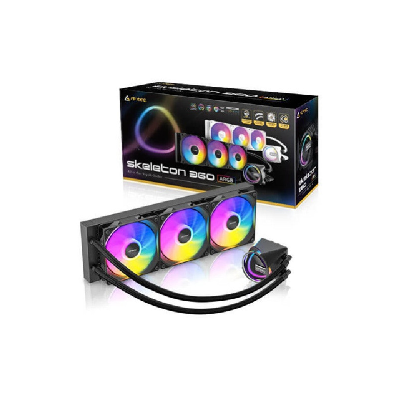 Antec Skeleton 360 ARGB, All-in-One Liquid Cooler, 360mm, PWM ARGB fans, 2000RPM, 72.29CFM, â¤32dB, Intel/AMD support, aluminum