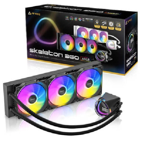Antec Skeleton 360 ARGB, All-in-One Liquid Cooler, 360mm, PWM ARGB fans, 2000RPM, 72.29CFM, â¤32dB, Intel/AMD support, aluminum