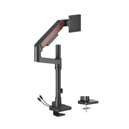 Brateck LDT81N-C012UCP Fusion Heavy-Duty Pole-Mounted Gas Spring Monitor Arm with USB-A/USB-C Ports For most 17'~49' Monitors, F