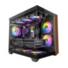 OKINOS M6 ARGB ATX Genuine Walnut Wood, Panoramic View, Type-C, 4 x120mm ARGB & PWM Fans included,Tempered Glass Side Panel, Bla