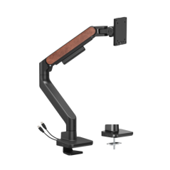 Brateck LDT81N-C012UC Fusion Heavy-Duty Gas Spring Monitor Arm with USB-A/USB-C Ports For most 17'~49' Monitors, Fine Texture Bl