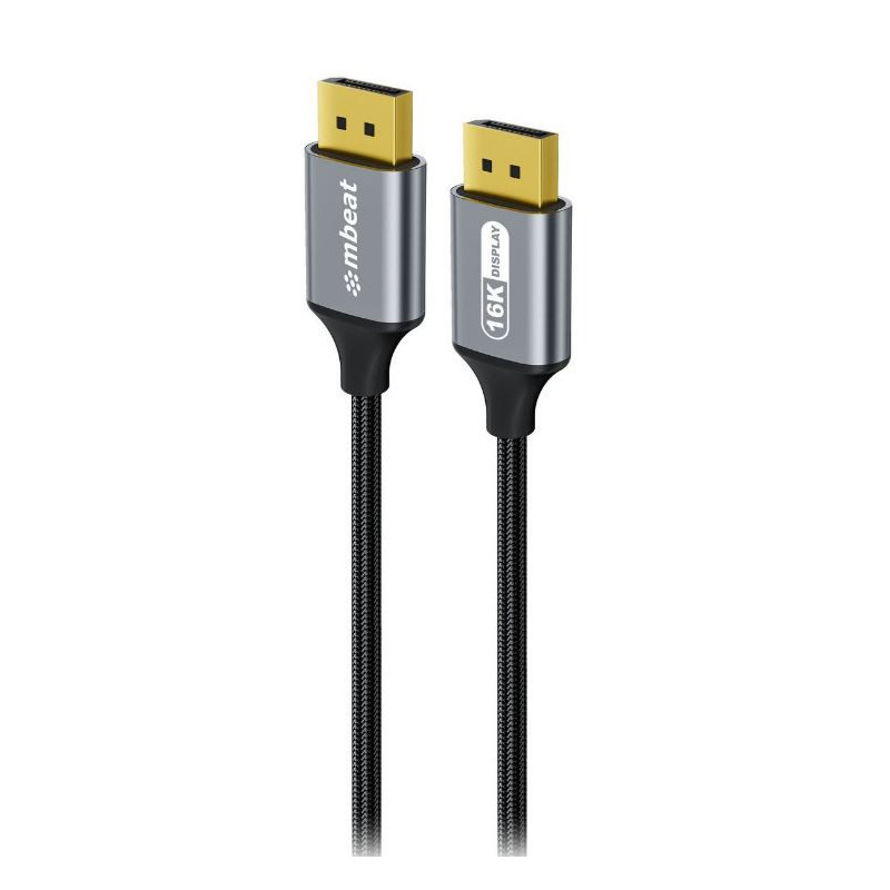 mbeatÂ® Tough Link 1.8m 16K DP to DP Cable - Space Grey 40Gbps 180cm Ã 2.2cm Ã 1.10cm