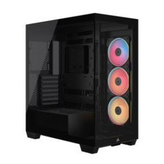 Corsair 3500X LX-R RGB iCUE LINK Mid-Tower PC Case - Black, E-ATX, Side 360mm Rad, Glass Panels, USB-C, RS ARGB Fans, 425mm GPU,