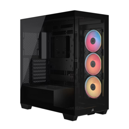 Corsair 3500X LX-R RGB iCUE LINK Mid-Tower PC Case - Black, E-ATX, Side 360mm Rad, Glass Panels, USB-C, RS ARGB Fans, 425mm GPU,