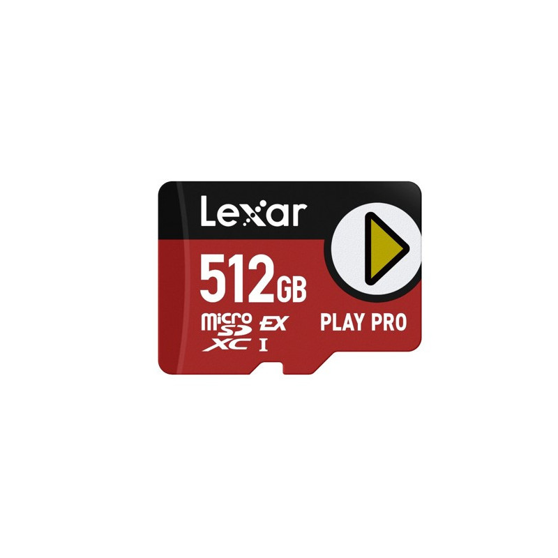 Lexar PLAY PRO microSDXCâ¢ Express Card 512GB, microSDXC, high performance, microSD Express, up to 900MB/s read and 600MB/s wri