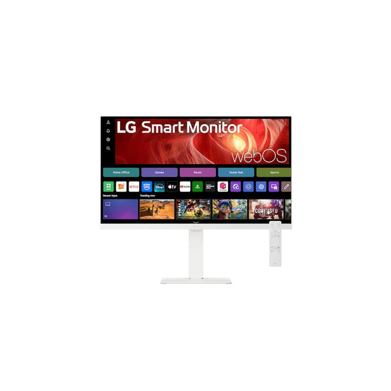 LG 27' 4K UHD IPS Smart Monitor with webOS, USB-C (65W PD), AirPlay 2, Bluetooth, DCI-P3 90%, Magic Remote support, and full erg