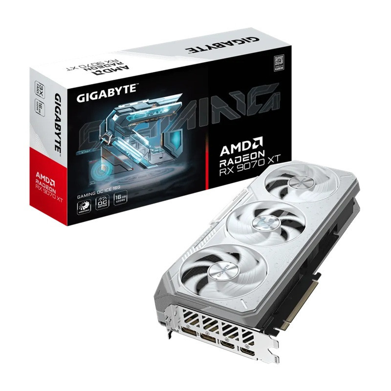 Gigabyte Radeon RX 9070 XT GAMING OC ICE 16G, GDDR6, 3060MHz boost, 2520MHz, 4096 cores, PCIe 5.0, 288mm, 850W, 2x DP 2.1a, 2x H