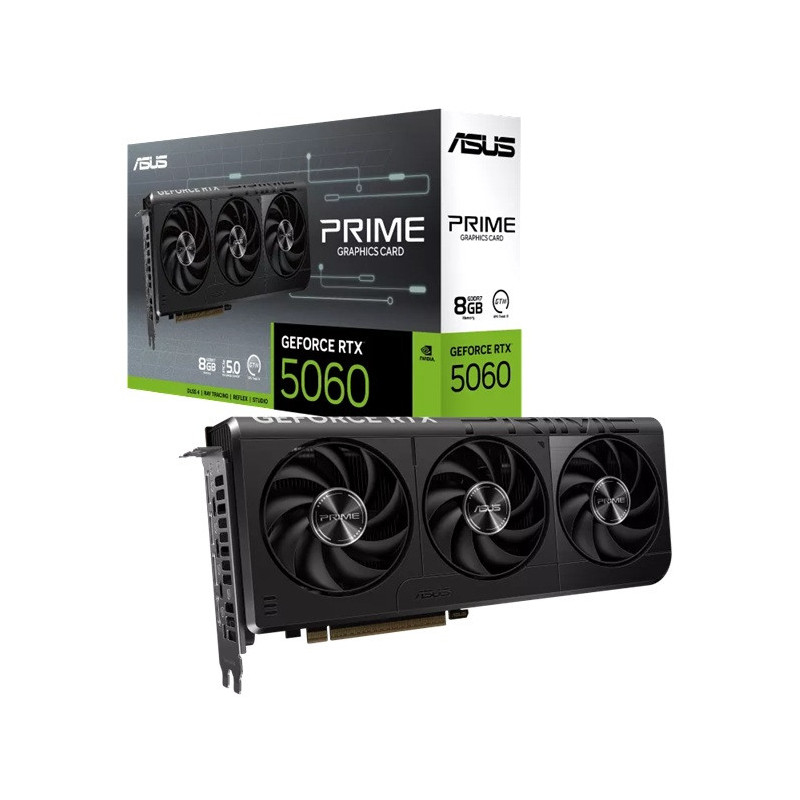 ASUS nVidia GeForce PRIME-RTX5060-8GRTX5060 8GB GDDR7 2497 MHz Boost Clock, RAM 28Gbps, 613 AI TOPs, Digital Max Resolution