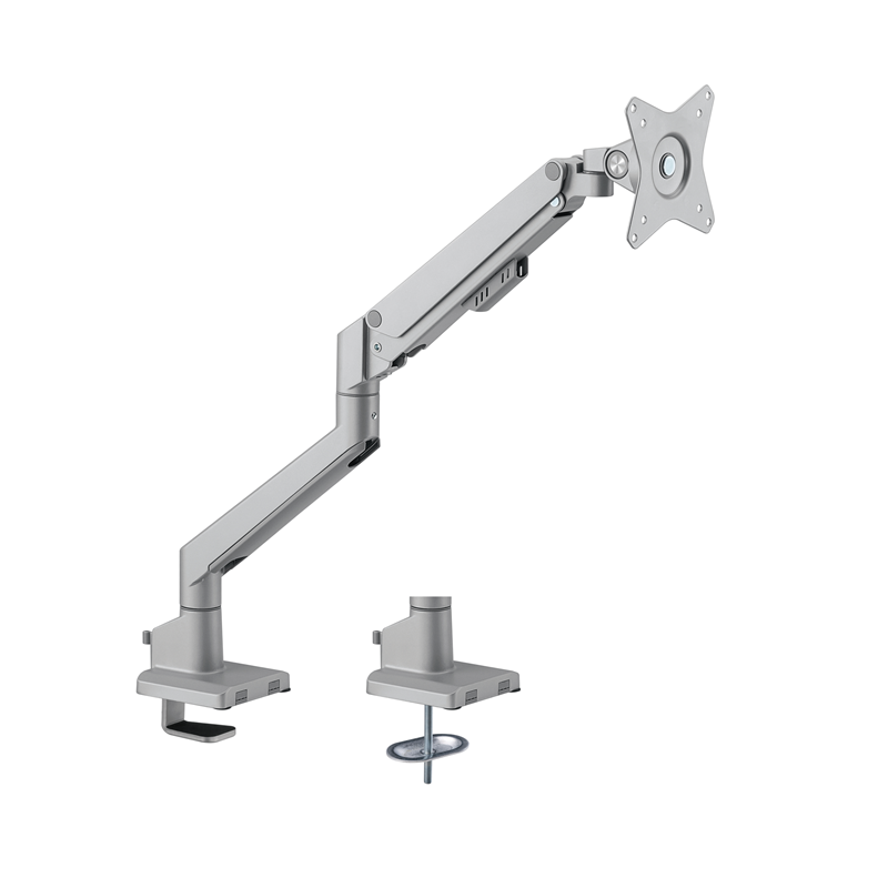 Brateck Single Monitor Thin Gas Spring Monitor Arm Fit Most 17'-32' Monitors, Up to 9kg per screen VESA 75x75/100x100 Matte Silv