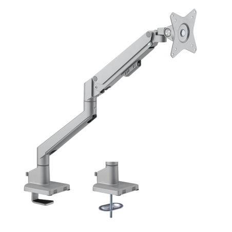 Brateck Single Monitor Thin Gas Spring Monitor Arm Fit Most 17'-32' Monitors, Up to 9kg per screen VESA 75x75/100x100 Matte Silv