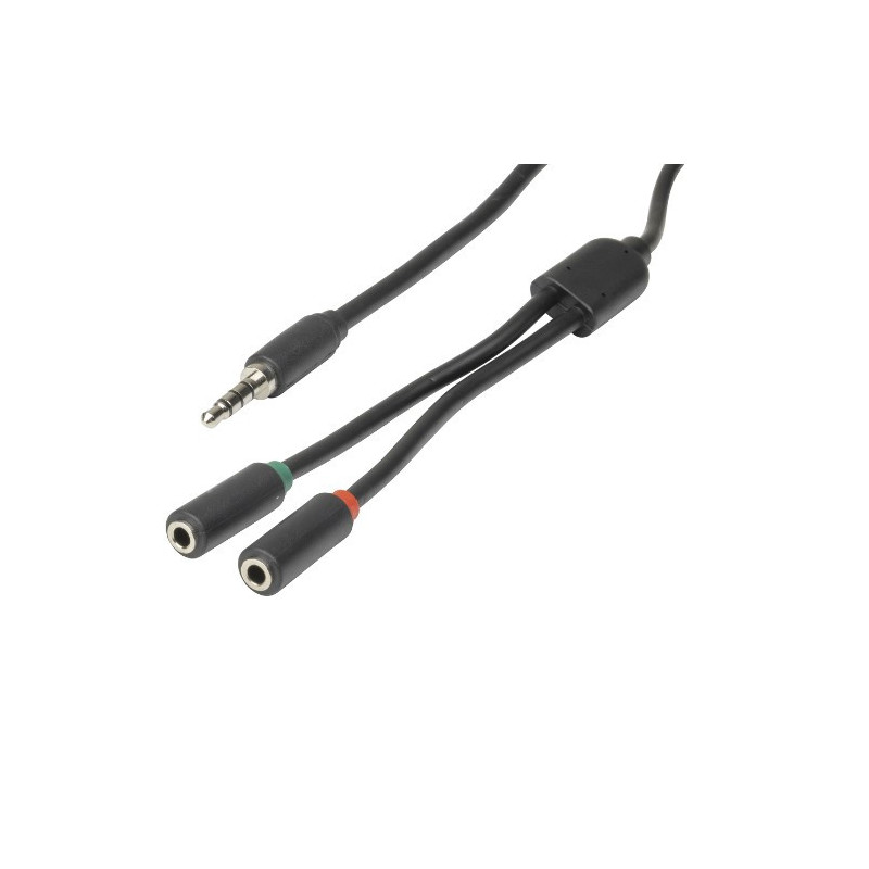 Digitech 3.5mm 4 Pole Plug to 2 x 3.5mm Socket Cable - 250mm