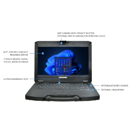 DURABOOK S14I, 14' Sunlight Readable Full HD (1000 nits), IntelÂ® Coreâ¢ Ultra 5 125U, Windows 11, 16GB RAM, 512GB PCIe SSD,Wi-