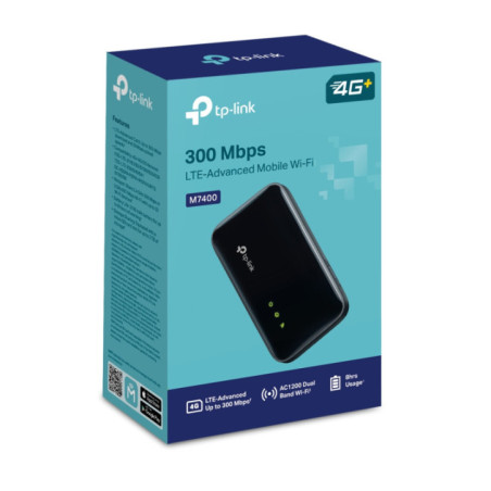 TP-Link M7400 300 Mbps LTE-Advanced Mobile Wi-Fi Supports up to 32 devices simultaneously, up to 300 Mbps download and 50 Mbps u