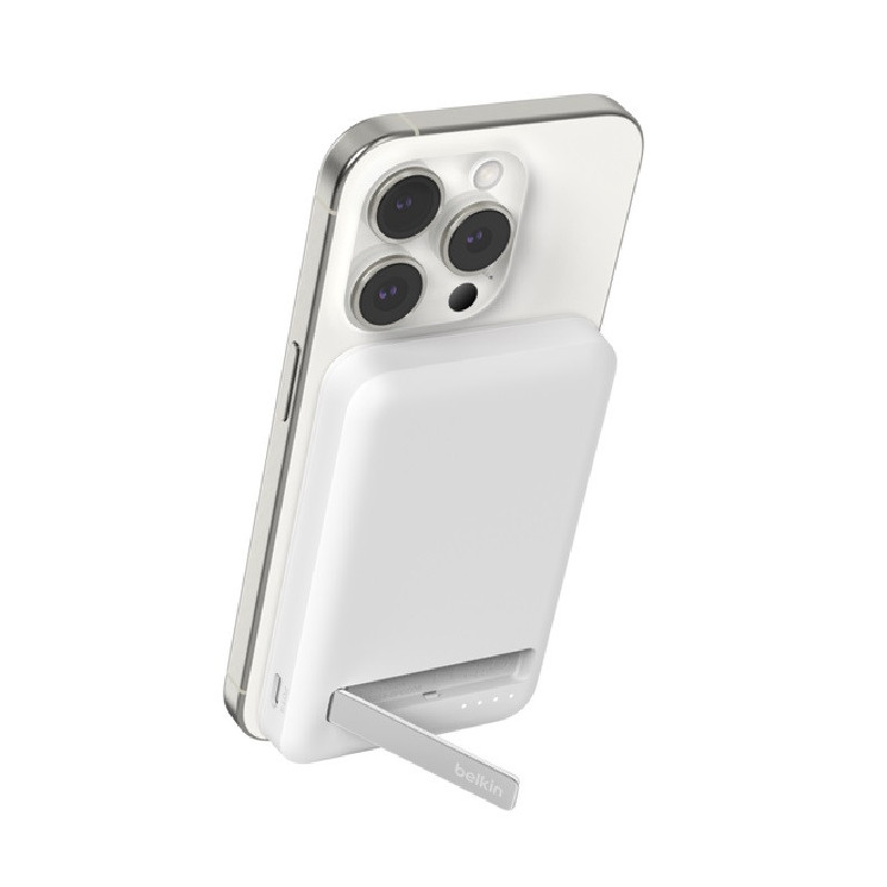 Belkin BoostCharge Pro 5k mAh Magnetic Power Bank With Qi2 + USB-C Cable (1M) - White (BPD006BTWH),15W,1xUSB-C, Overcharge Prote
