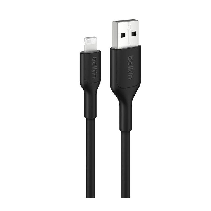 Belkin BoostCharge Lightning to USB-A Cable (1M) - Black (CAA019FQ1MBK), 2.4A/15W, 480Mbps, 300K+ Bends, Apple iPhone, MFI-Certi