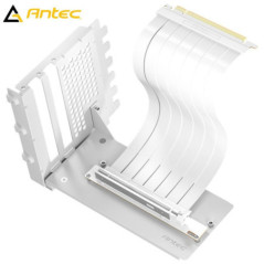 Antec AT-RCVB-BK200-PCIE5 RTX50 PCI-E 5.0 Riser Cable Vertical Bracket Kit - White, 200mm, 64GB/s, 32GT/s, supports RTX 5090/RX 