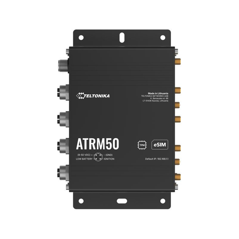 Teltonika ATRM50 5G Router for Transportation, Ultra-High Cellular Speeds, M12 CONNECTORS, DUAL SIM & eSIM, EN 45545-2 and EN 50