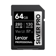 Lexar Professional SILVER PRO 64GB SDXCâ¢ UHS-II Card 64GBâC10, UHS-II(U3), V60, Silver Pro, up to 280MB/s read, 130MB/s writ