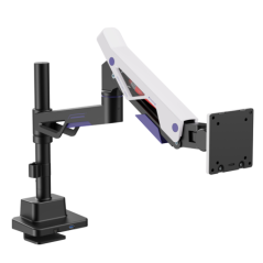 Brateck LDT95-C012UCP Atlas Neo Gaming Pole-Mounted Monitor Arm with USB-A & USB-C Ports For most 24'~57' Monitors, Matte Black 