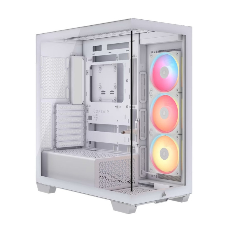 Corsair 3500X LX-R RGB iCUE LINK Mid-Tower PC Case - White, E-ATX, Side 360mm Rad, Glass Panels, USB-C, RS ARGB Fans, 425mm GPU,