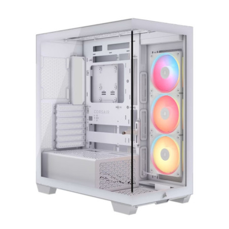 Corsair 3500X LX-R RGB iCUE LINK Mid-Tower PC Case - White, E-ATX, Side 360mm Rad, Glass Panels, USB-C, RS ARGB Fans, 425mm GPU,