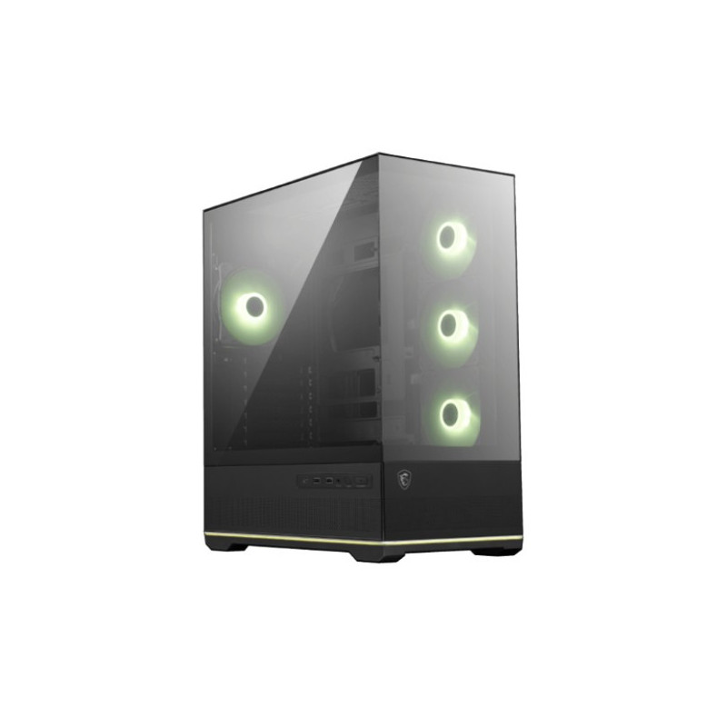 MSI MAG PANO 110R PZ  BLACK Micro ATX Case, 2 x USB 5Gbps , 1x USB C 20Gbps, 1 x Audio-Out / Mic,, 3x 2.5', 2x 3.5', Micro ATX /