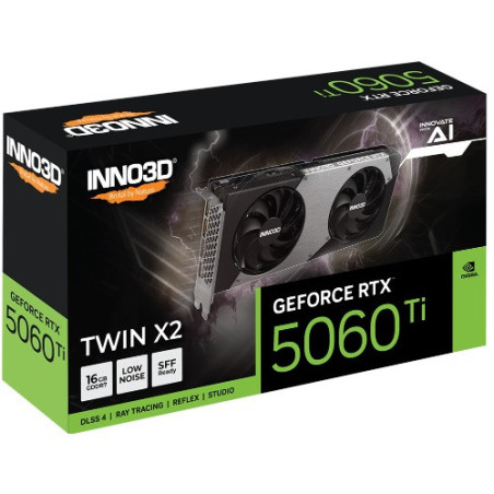 INNO3D nVidia GeForce RTX 5060 Ti TWIN X2 16GB GDDR7, 2572MHz Boost Clock, RAM 28Gbps, 3xDP, 1xHDMI