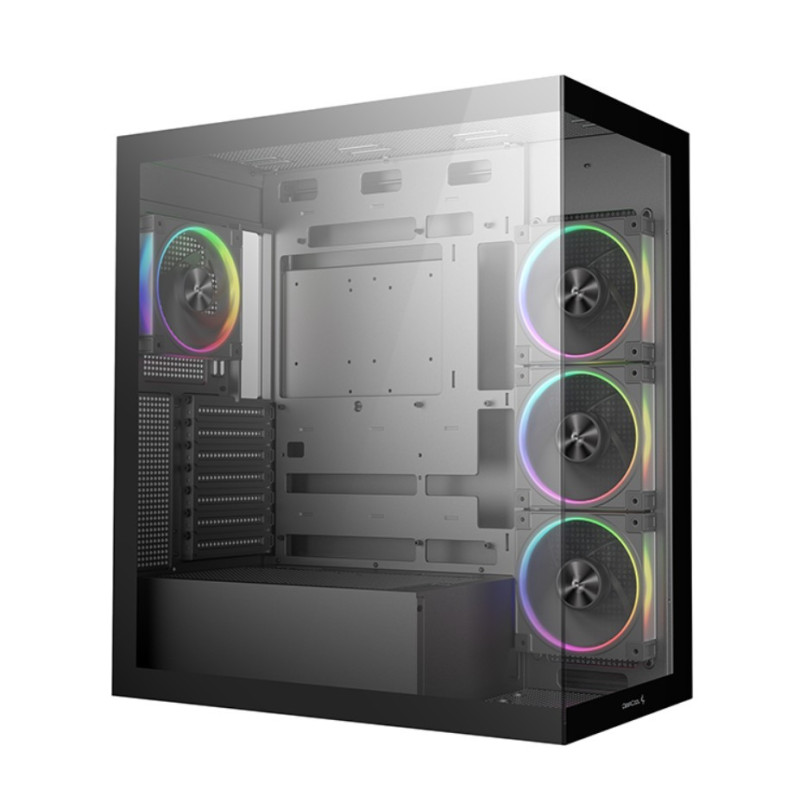 DeepCool CG580 4F v2 Panoramic ATX Mid-Tower Case, 4 x Pre Installed Fans Single Chamber, Support Up to 2x 360mm Radiators, Fron