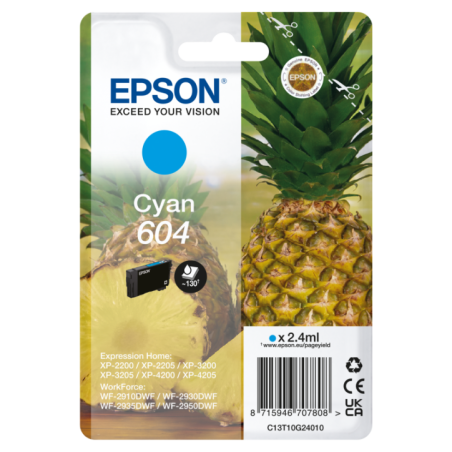 EPSON 604 STD CYAN INK XP-2200 XP-3200 XP-4200 WF-2910 WF-2930 WF-2950