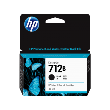 HP 712B 38ML BLACK DESIGNJET INK CARTRIDGE FOR T230/T250/T650/STUDIO