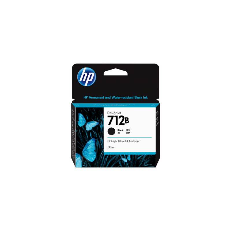 HP 712B 80ML BLACK DESIGNJET INK CARTRIDGE FOR T230/T250/T650/STUDIO