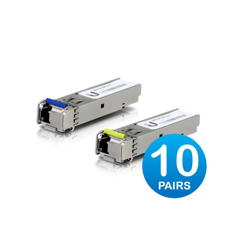 Ubiquiti UFiber1 Gbps Bidirectional Single-Mode SFP Module, 20-Pack, Up 3km Distance,Simplex LC Connector, Fiber Cable Not Inclu