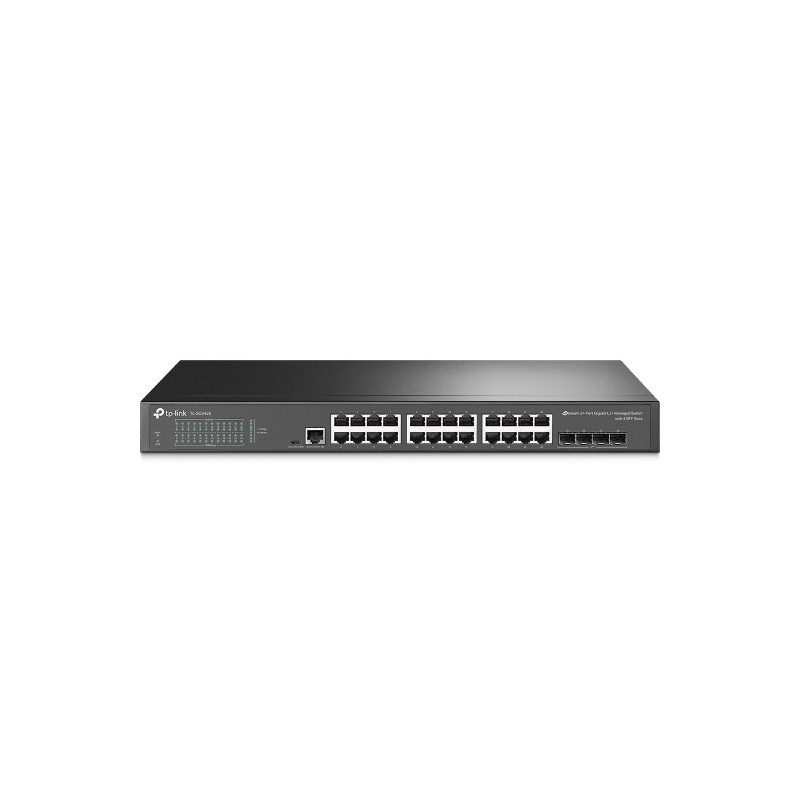 TP-Link JetStreamâ„¢ 24-Port Gigabit L2+ Managed 1U Switch, 24Ã— Gigabit RJ45 Ports, 4Ã— Gigabit SFP Slots, RJ45/Micro-USB Conso