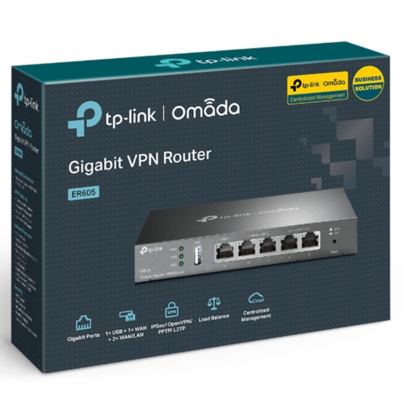 TP-Link SafeStreamâ„¢ Gigabit Multi-WAN VPN Router(ER605), 1Ã— Gigabit WAN Port + 3Ã— Gigabit WAN/LAN Ports + 1Ã— Gigabit LAN Po