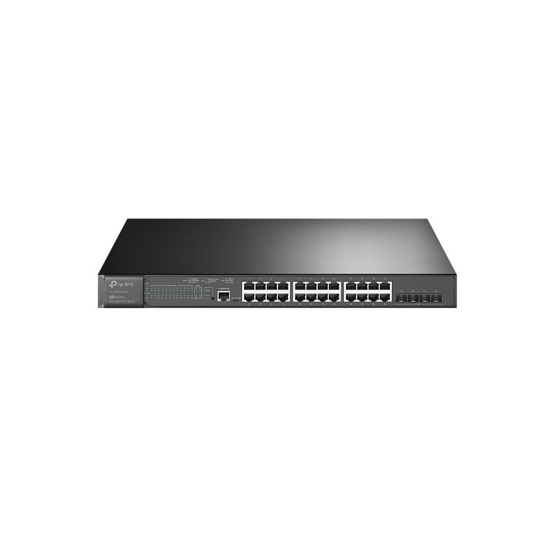 TP-Link JetStreamâ„¢ 24-Port Gigabit and 4-Port 10GE SFP+ L2+ Managed Switch with 24-Port PoE+,RJ45/Micro-USB Console Port, 5-Ye
