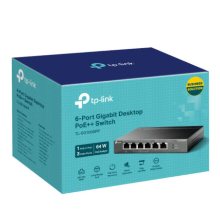 TP-LINK 6-PORT UNMANAGED GIGABIT SWITCH, POE+(3), POE++(1), 5YR