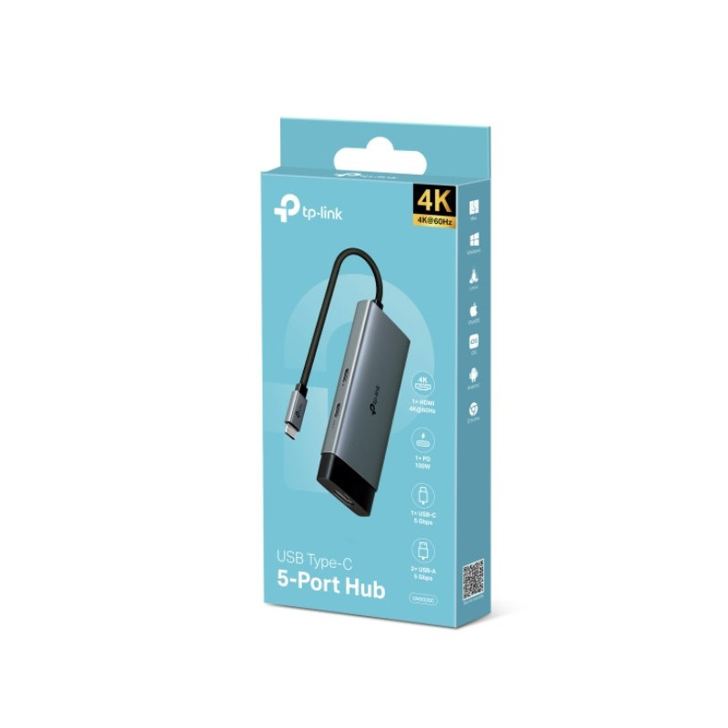 TP-LINK 5 PORTS PORTABLE HUB, USB 3.0(4), HDMI(1), 1YR