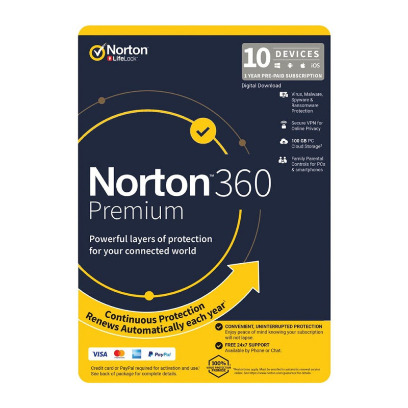 Norton 360 Premium 10 Devices 1 Year Email Key