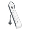 Belkin 4-Outlet Surge Protection Strip with 2M Power Cord  - Universally compatible - Grey