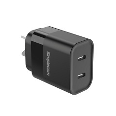 Dual USB Type-C Fast Wall Charger PD 20W for Phone & Tablet